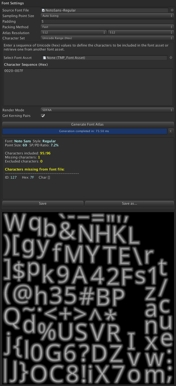 Complete font generation for TMP